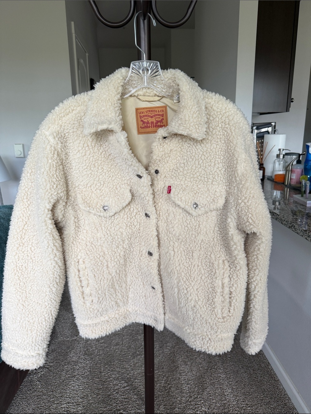 Levi's Cream Sherpa Trucker Jacket - Plush Fleece Coat